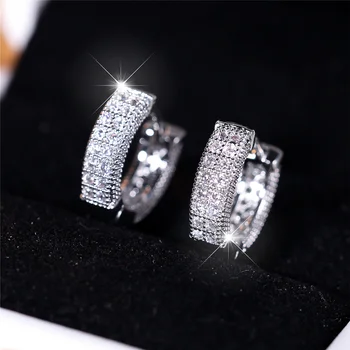 Luxury Female White Clip Earrings Charm Gold Color Trendy Zircon Stone Wedding Jewelry For Women