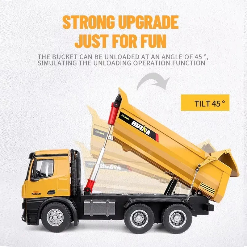 Huina 1582 10ch 2.4g Wireless Alloy Loading And Unloading Truck 1:14 Remote Control Dump Truck Electric Children's Model Toy 2