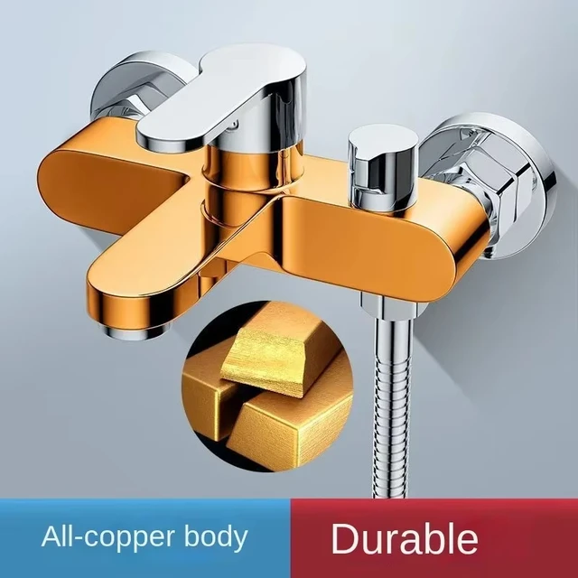 1 PC ห้องน้ํา Triple ก๊อกน้ําร้อนและเย็น Bath Mixer อ่างอาบน้ําแตะทองเหลืองห้องน้ํา FIXTURE ทองเหลืองก๊อกน้ํา 1