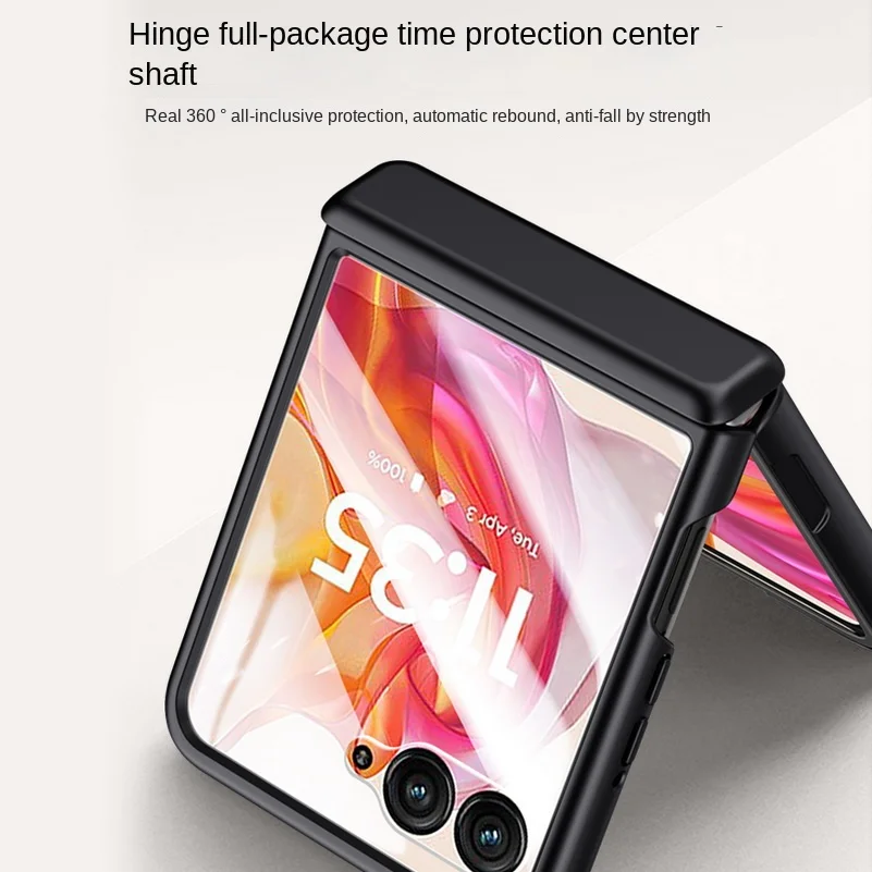 Tempered Glass Film Protective Case with Spring Hinge and Full Lens Camera Protection