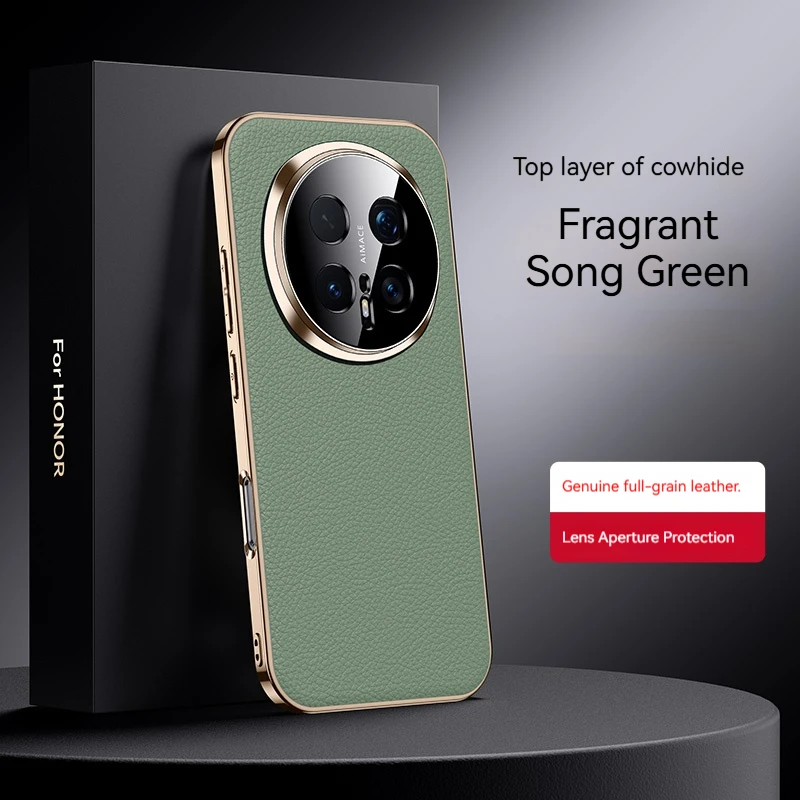Luxurious Leather Lychee Pattern Phone Case with Fully Wrapped Lens and Anti-Drop Protection