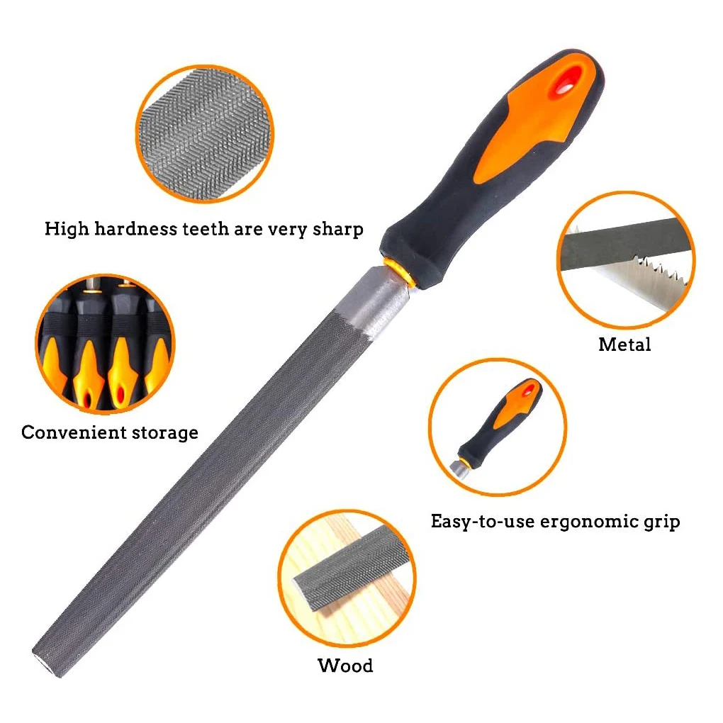 17 Pcs/set Carbon Steel File Kit Rubber Handle Rasp Set Metal Wood Glass Ceramic Polishing Tool