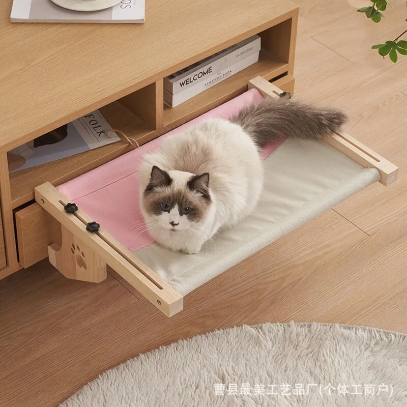 2894-cd54f0.jpg Solid Wood Climbing Balcony Sunbathing Bed Cat Wooden Hammock Hanging Frame