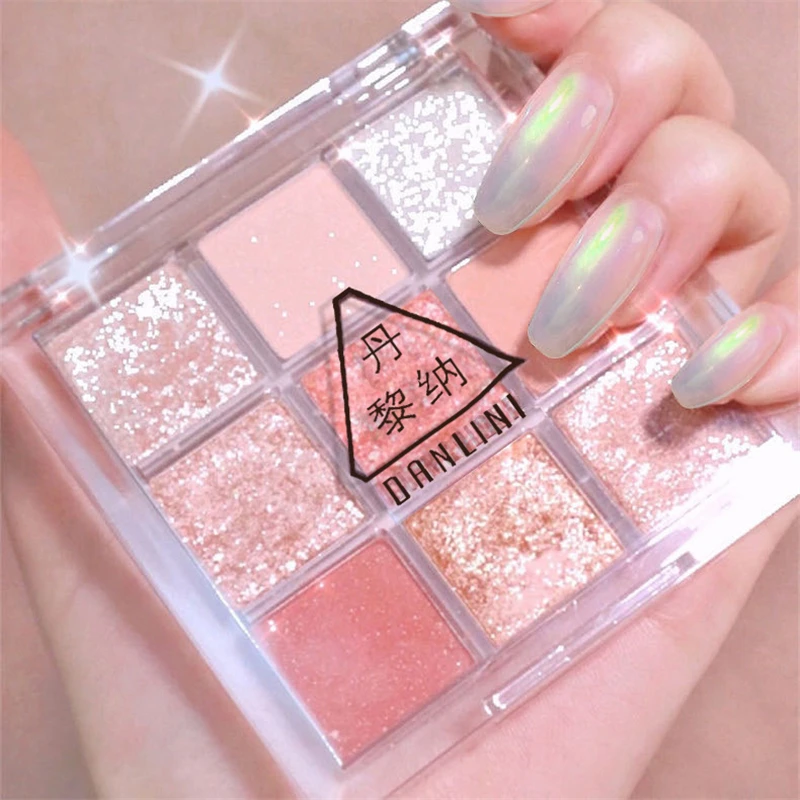 Eye Shadow Eye Shadow Plate 9 Color Eyeshadow Palette Pearlescent Matte Earth Transparent Grid Eyeshadow Nine-color Acrylic Nine Square Peach Charming Makeup