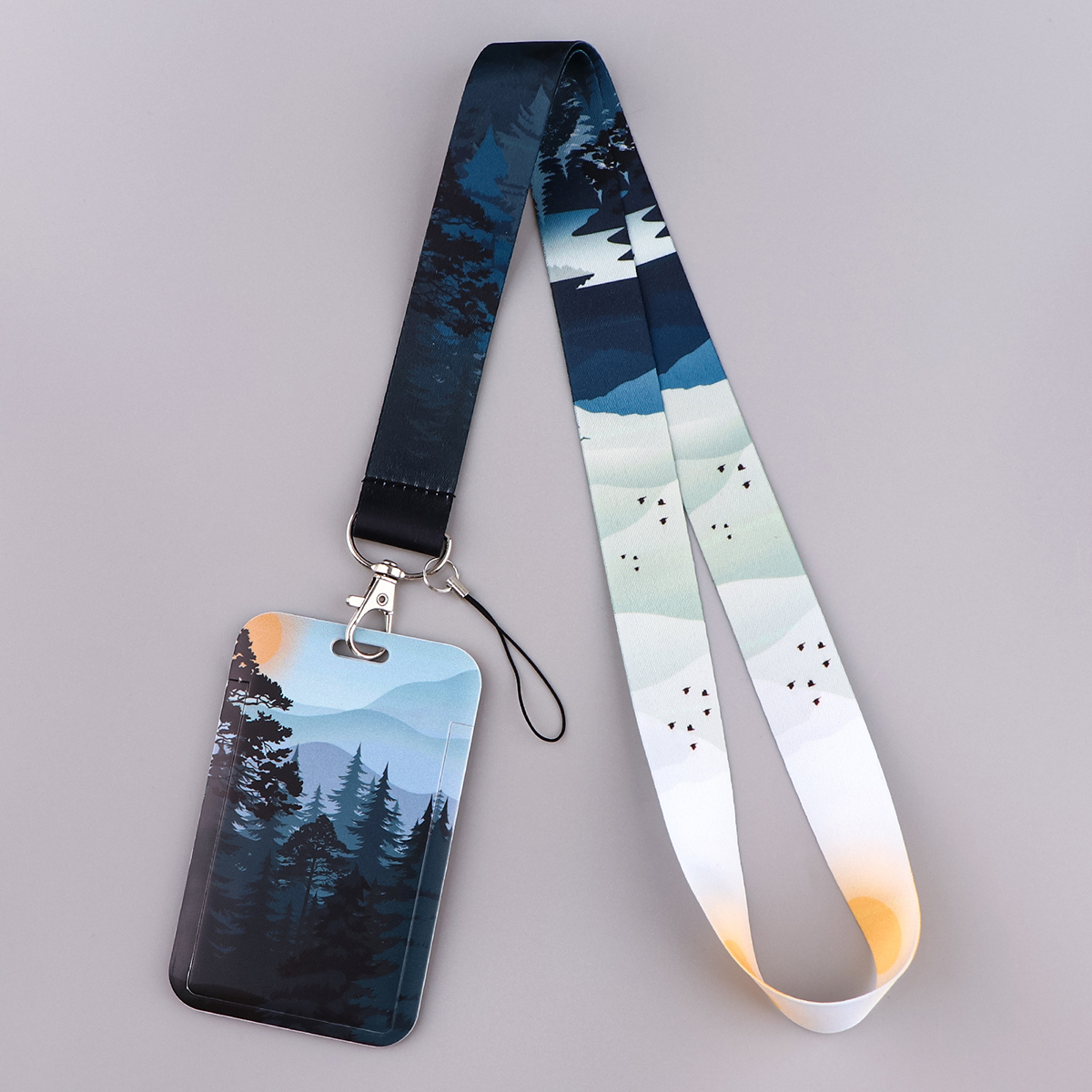 Minimalist Style Credential Holder Mountain Neck Strap Lanyard Phone Strap ID Badge Holder Rope Key Chain Key rings Accessories