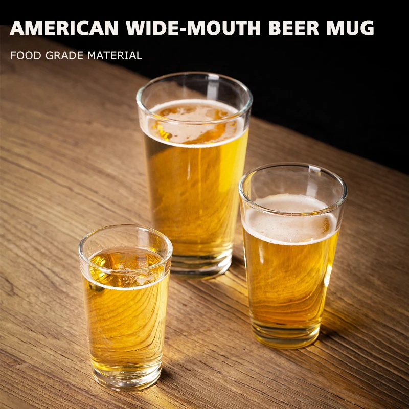 Description Picture 2 of item200ml/320ml/470ml American Wide Mouth Beer Mug Pilsner Glass Cup Craft Beer Glass Juice Drink Cup Can Be Customize Patterns