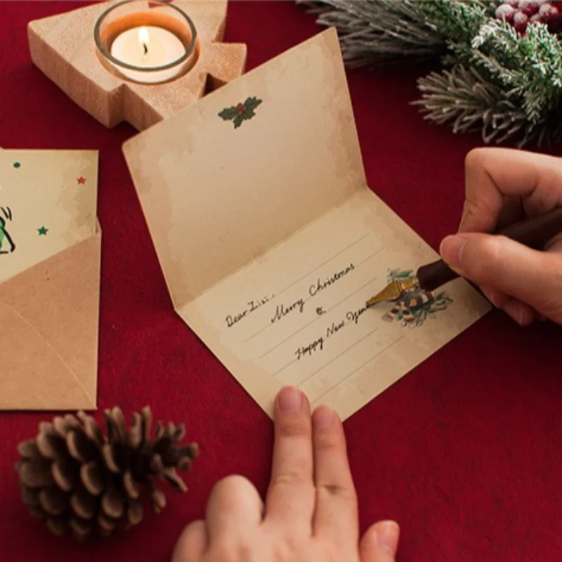 Vintage Merry Christmas Greeting Cards with Envelopes and sticker Holiday Greeting Cards Assortment Christmas Card Set