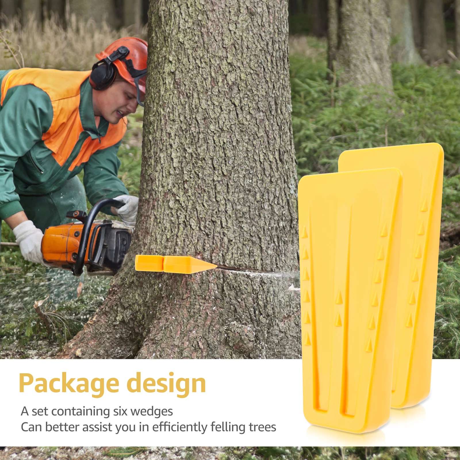 6PCS Reusable Splitting Wedges Wear Resistant Chainsaw Wedges Plastic Logging Tools Portable Tree Cutting for Tree