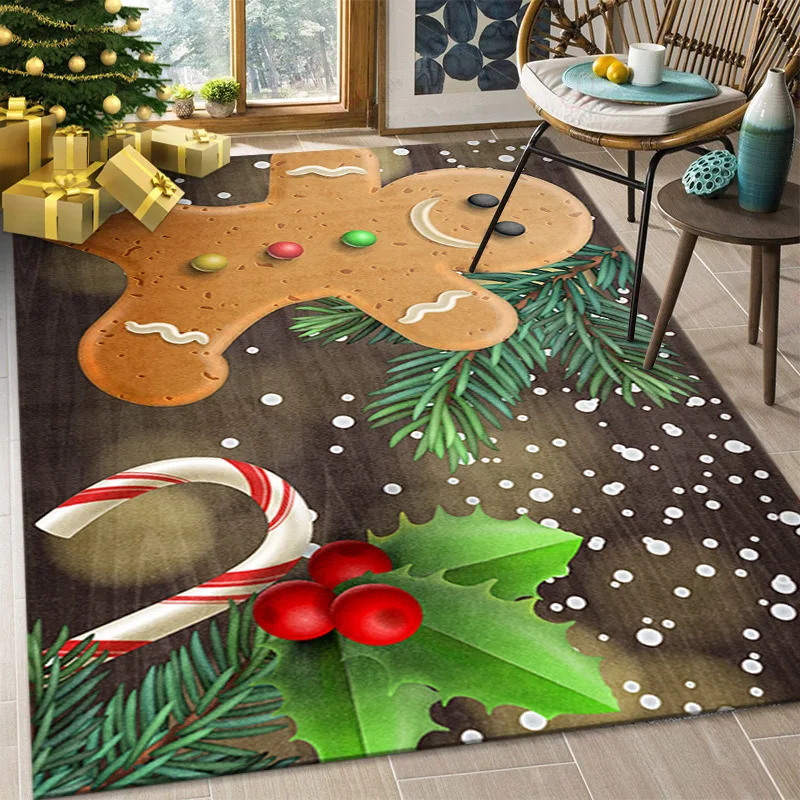 Christmas Santa Carpet Entrance Door Mat Decoration Carpets Coffee Table Living Room Mats Bedroom Anti-slip Rugs Bathroom Mat