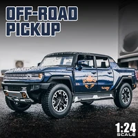 1:24 Hummer EV SUV Pickup Off-Road Alloy Car Die Cast Toy Car Model Sound and Light Children's Toy Collectibles Birthday gift 1