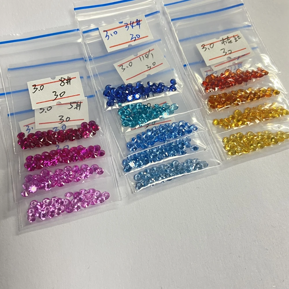 Meisidian 5A Quality 13 Color Brilliant Round 3mm Lab Rainbow Sapphire Loose Gemstone Ring Making