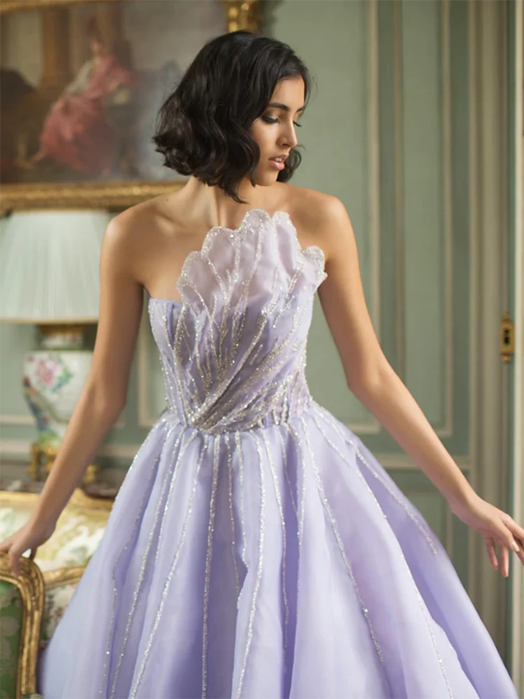 

Luxury Beading Dubai Evening Dress Long Elegant Scalloped Arabic 2023 Women Formal Prom Gowns Vestido Fiesta Noche