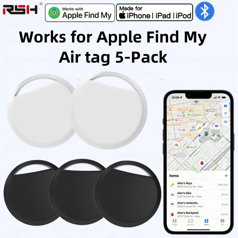 5-Pack Smart GPS Trackers for Keys, Bags, Cars, and Wallets