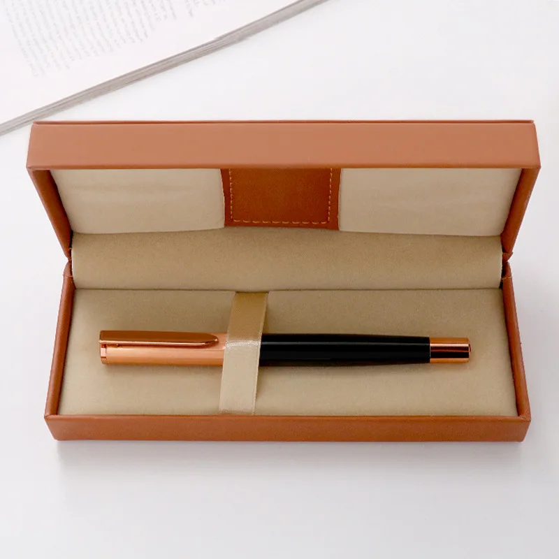 Luxury Fountain Pen Box Gifts PU Leather Business Office Pen Holder for Metal Ballpoint Pencil Case Writing Stationery Supplies