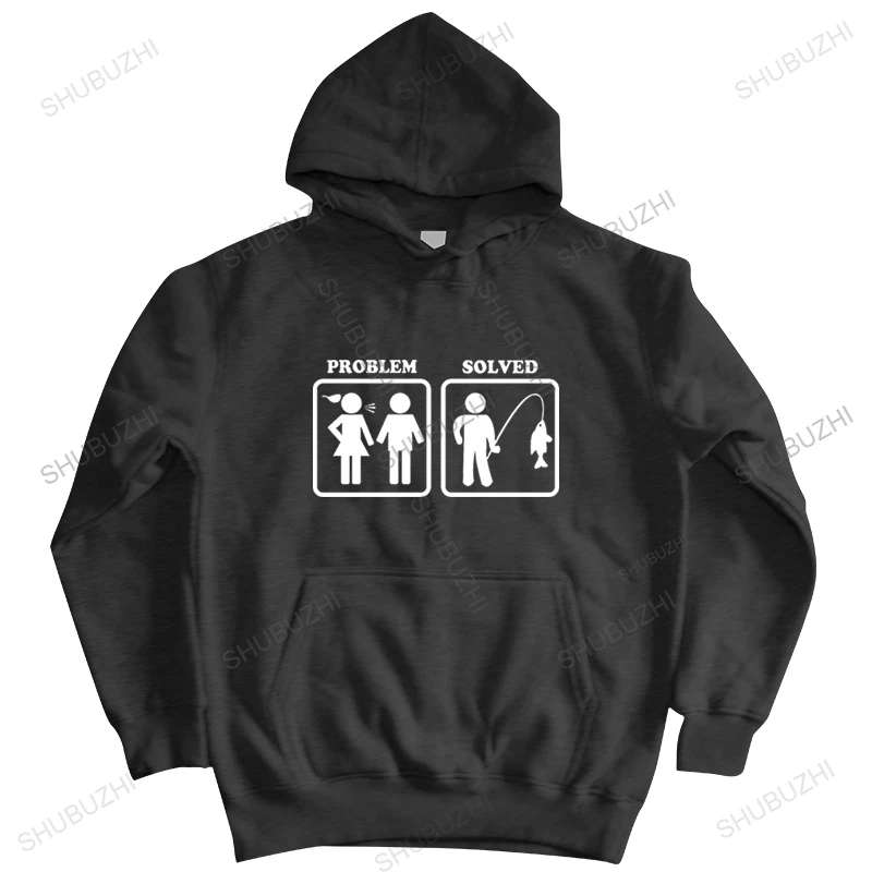 

Mens luxury cotton long sleeve Fashion casual streetwear Adult Problem Solved Funny Fishinger Brand Clothing Men hoody