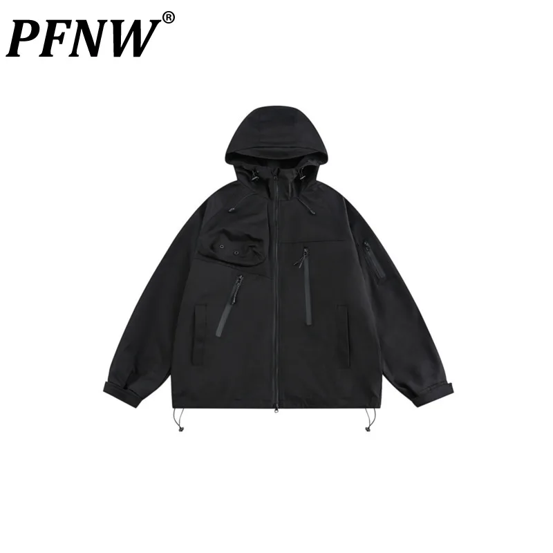 

PFNW Spring Autumn Men's Darkwear American Fashion Tide Outdoor Multi Pocket Hooded Jacket Workwear Coat Loose Niche 12Z2398