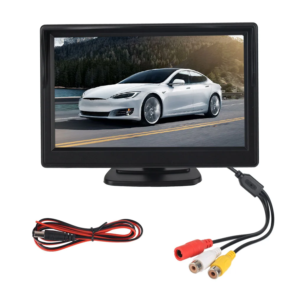 5 inch Reversing Parking Monitor For Reverse Rearview Camera 800*480 with 2 Video Input TFT LCD Screen Car Monitor HD