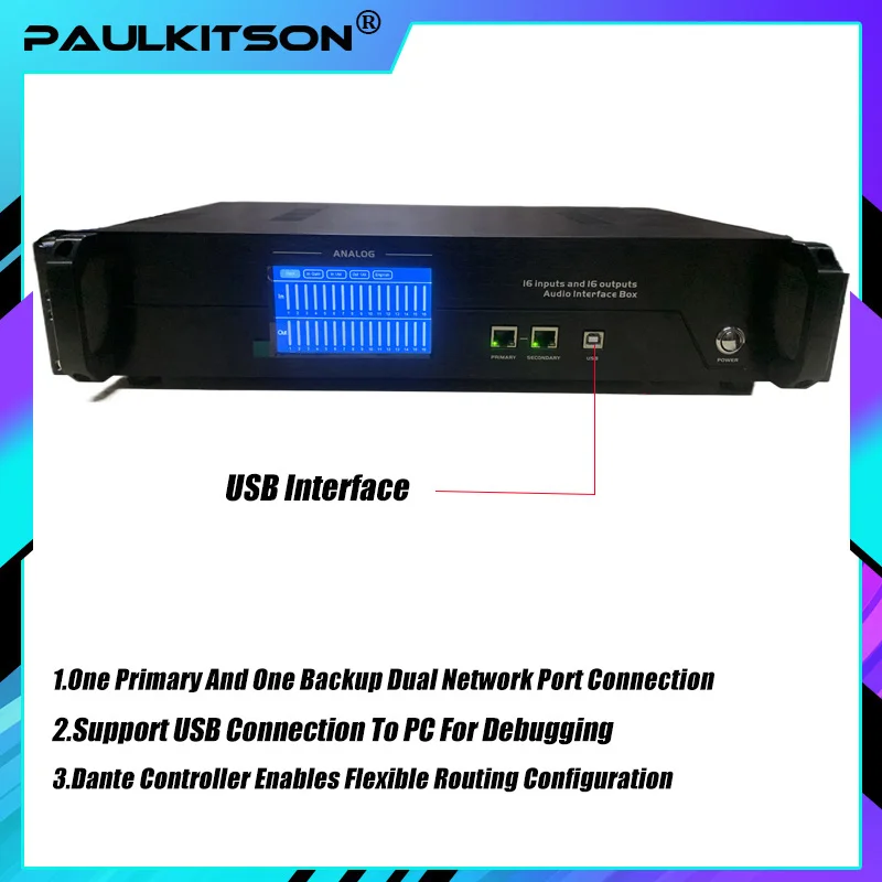 Dante Box Audio Network Transmission Box Supports 16 Analog Balanced Input And Output audio interface For Audio Equipment System