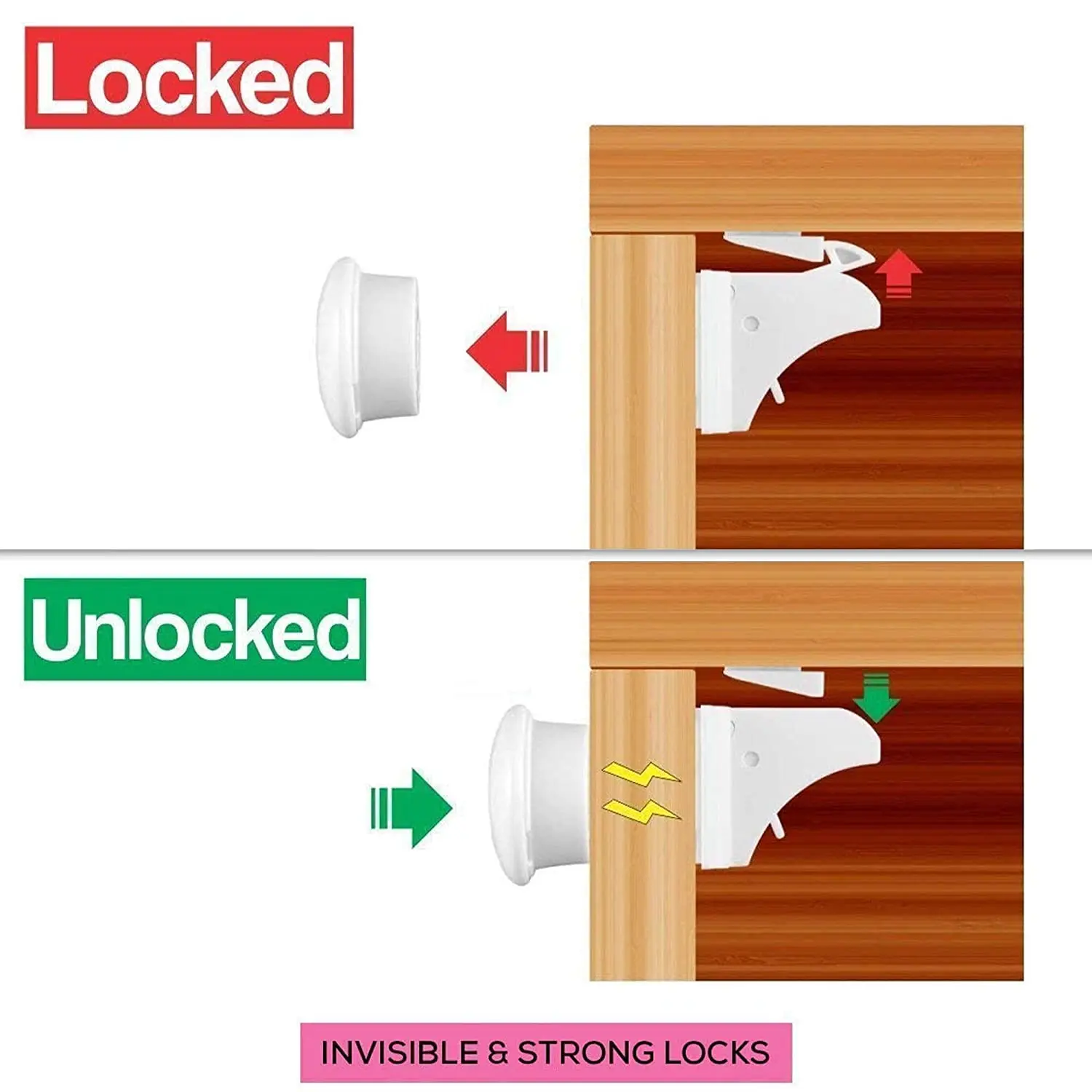 Magnetic Child Lock cabinet lock child lock safety lock Baby Safety Lock Drawer and Cabinet Door Invisible lock Magnetic distance 4cm/1.57inch 5pcs