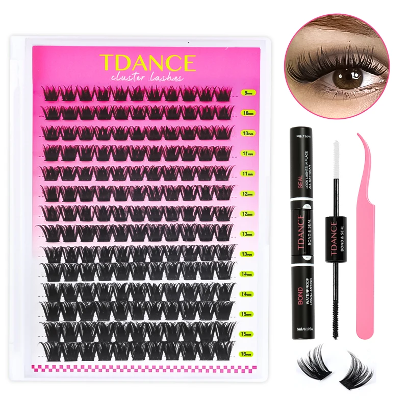 DIY Lash Extension Kit with Bond, Seal, and Remover – 280PCS Mix Clusters