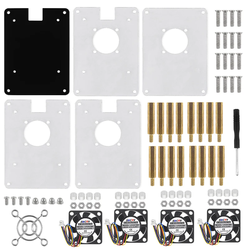 Transparent Acrylic Raspberry Pi 5 Case with PWM Cooling Fan and Stackable Design