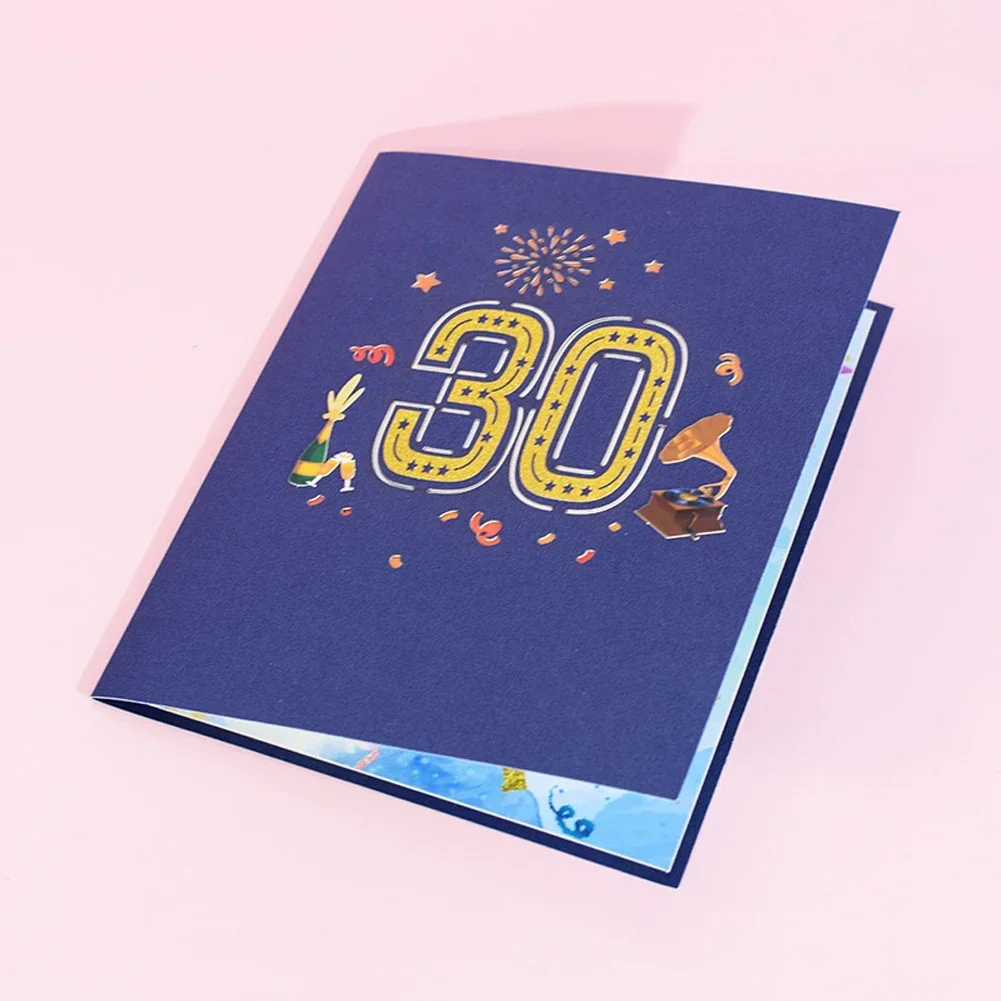 Pop Up Anniversary Card 1st 10 18 20 21 30 40 50 60 70 80 90 100 Number Figure 3D Greeting Cards For Birthday Wedding,greeting cards