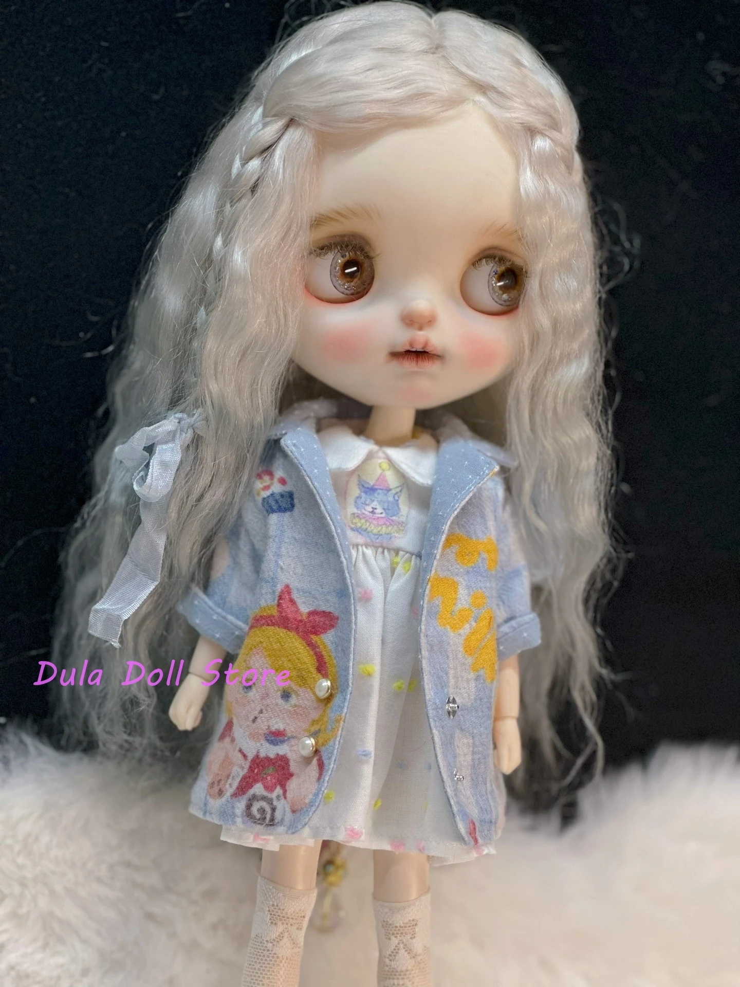 2026 Dula 인형 옷 드레스 라이트 블루 캐주얼 브러시드 자켓 Blythe OB24 OB22 Azone Licca ICY JerryB 1/6 인형 액세서리