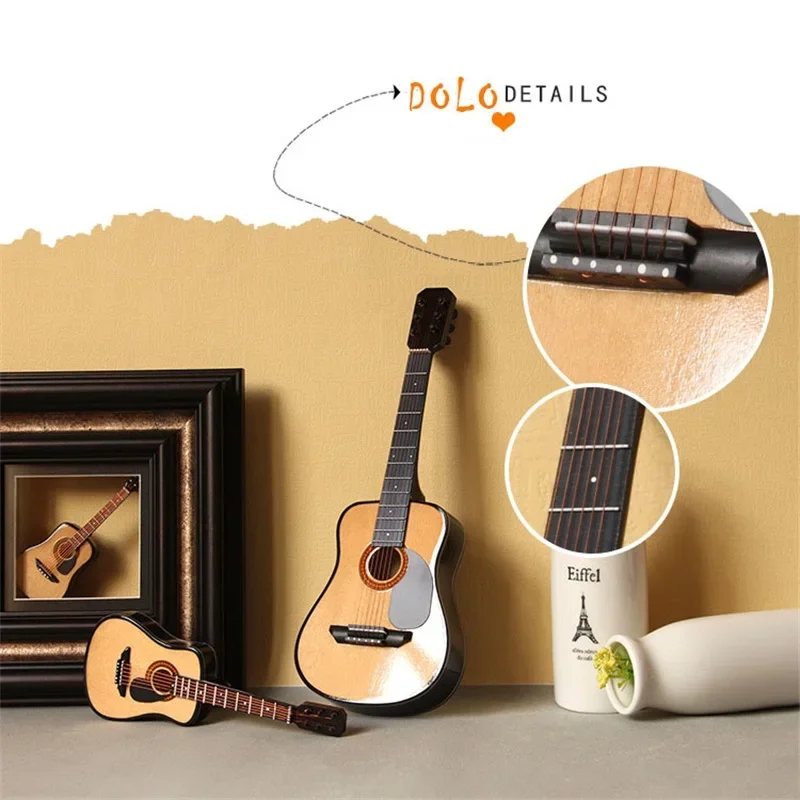 Acoustic Guitar Classical Guitar Mini Classical Guitar Model Wooden Miniature Musical Instrument Ornament Home Garage Kit Decoration Gift With Case Stand