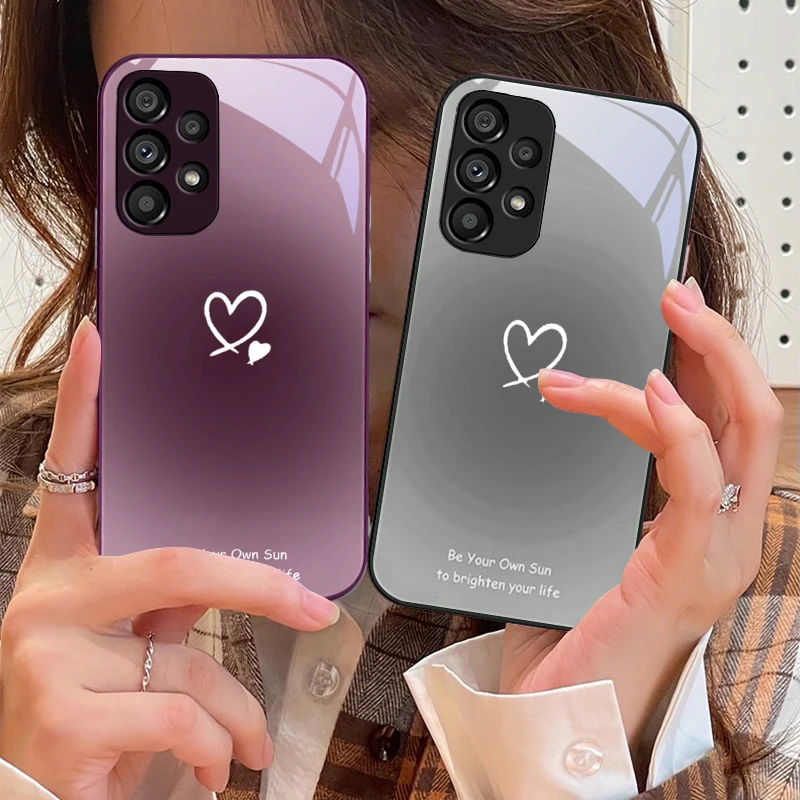Gradient Heart Shape Glass Phone Case