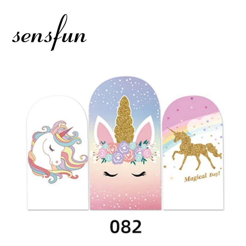 

Unicorn Theme Birthday Part Arch Backdrop Covers Rainbow Glitter Bokeh Girls Newborn Baby Shower Photography Background
