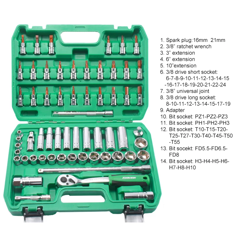 Jeu de clés à douille Datona 8 à 24mm avec cliquet 3/8