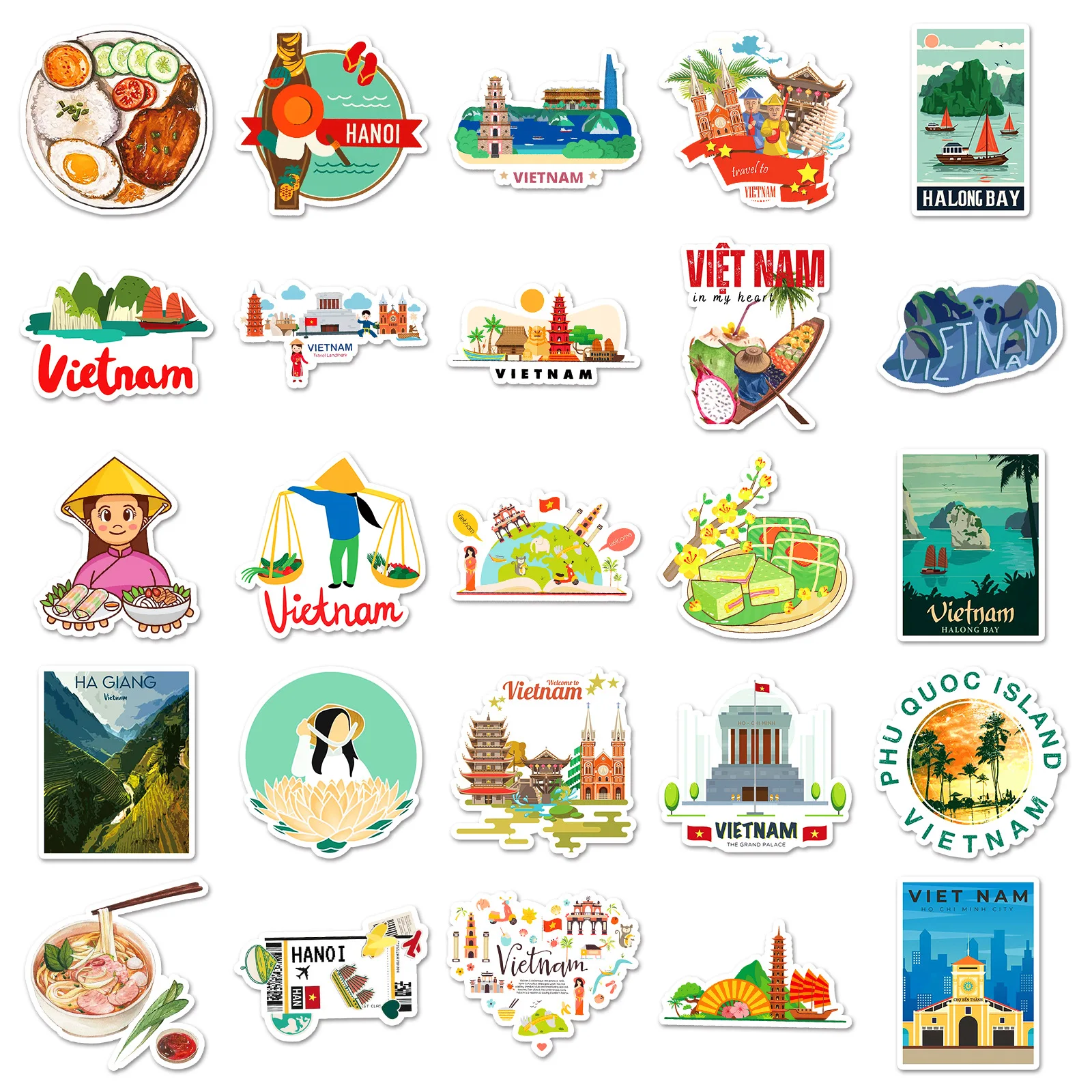 Autocollant Vietnam ID44990 - 10,2 Cm - Souvenir De Voyage En Ville - Autocollant En Vinyle Imperméable Pour Ordinateur Portable, Bouteille D'eau, Voiture, Gobelet - Autocollants Esthétiques Durables