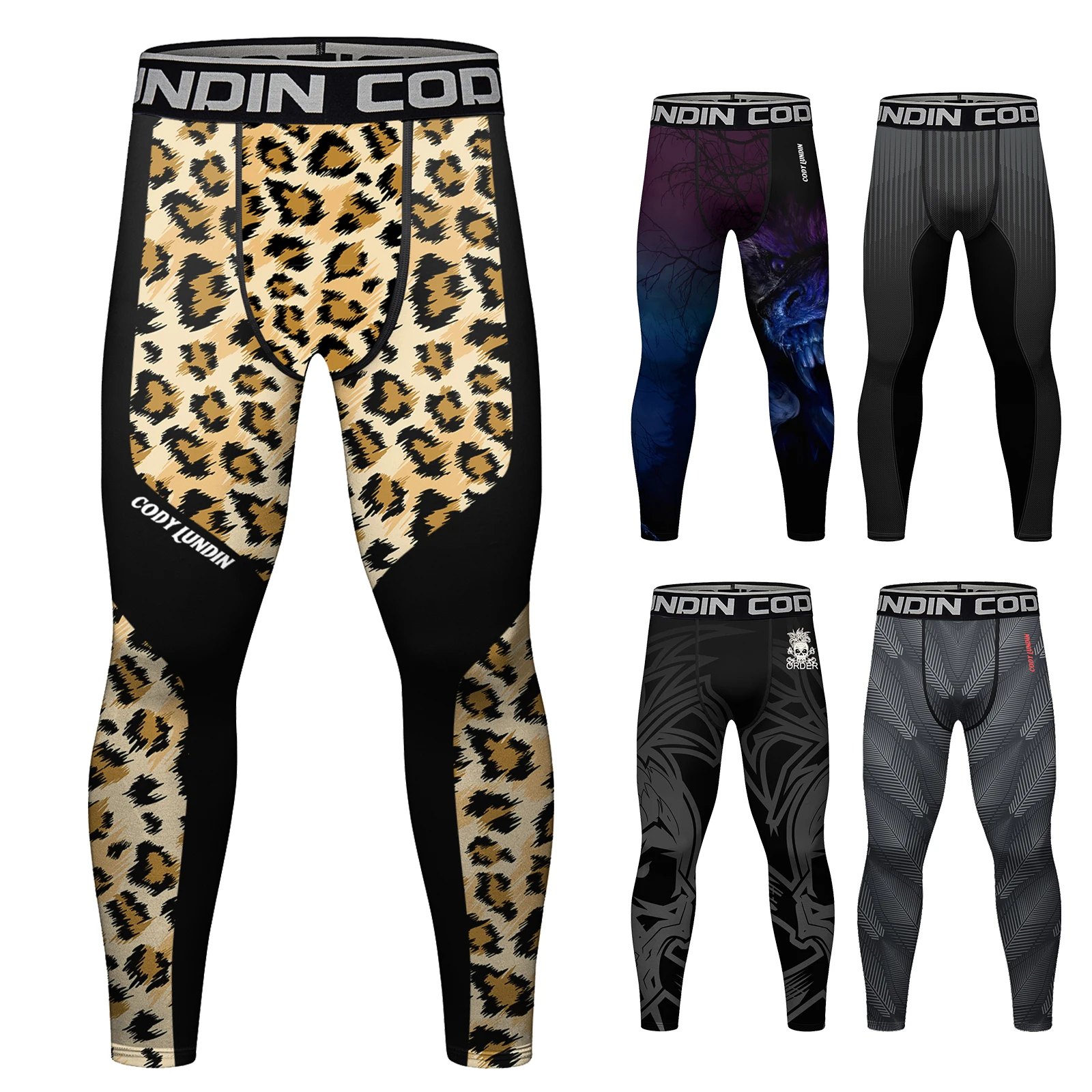 Hot Sale Cody Lundin Printed Flower Fitness BJJ Jiu Jitsu Trousers Anti-UV Male Sublimation Exercise Jogging Running Leggings 3