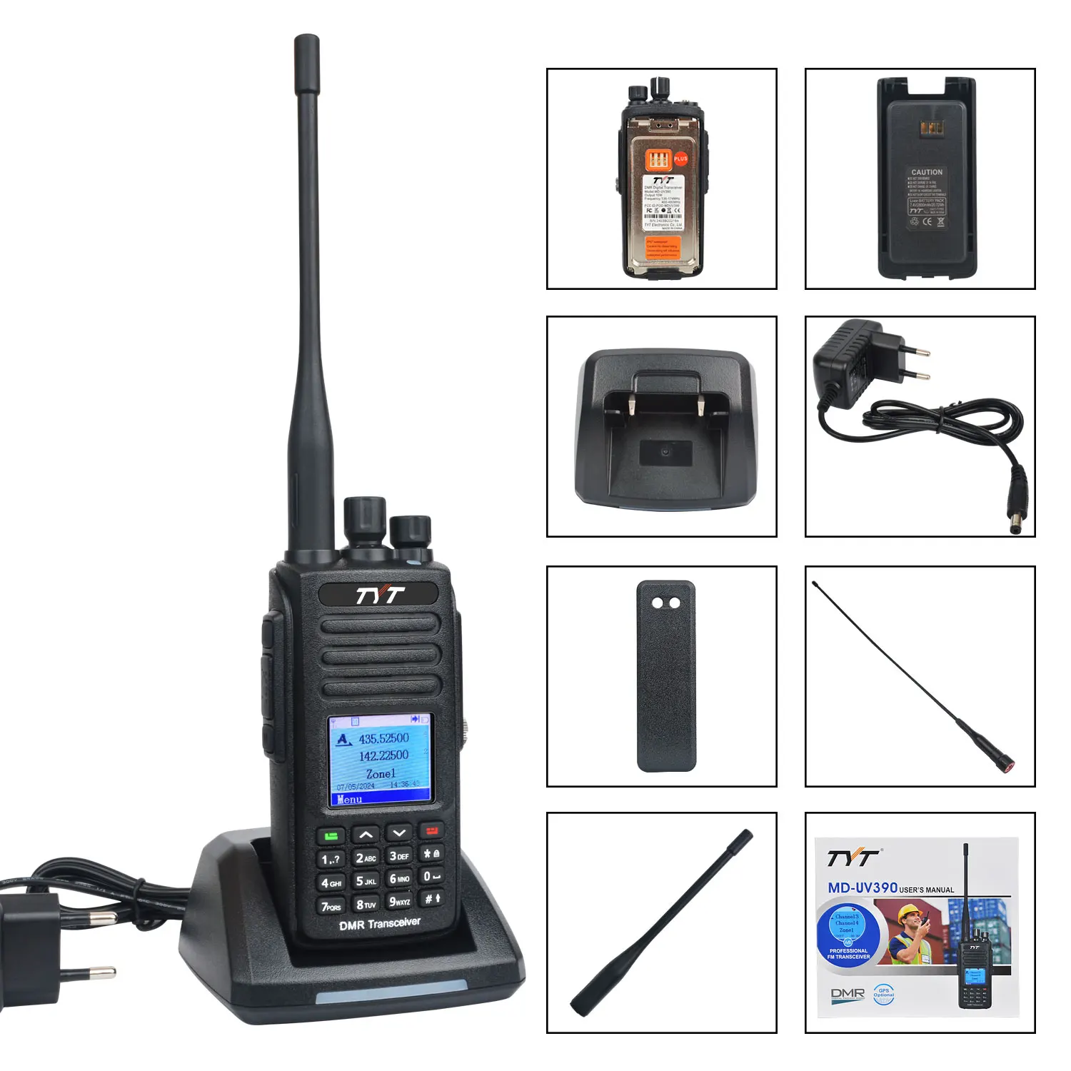 Walkie Talkie TYT MD-UV390 MD-UV390Plus MD-UV390 Plus 10W GPS IP67 Waterproof AES256 Encryption Dual Band DMR Record Radio 6