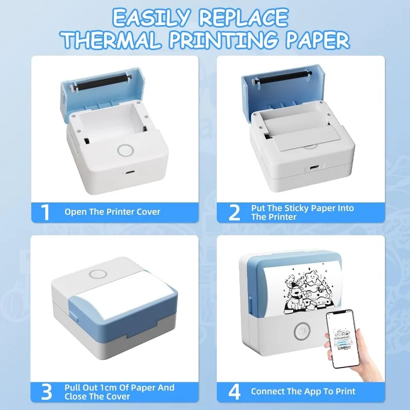 White Self-Adhesive Thermal Printer Paper, Glossy Printable Sticker Paper For Mini Sticker Printer, 57mm x 3.5m，Halloween Decro