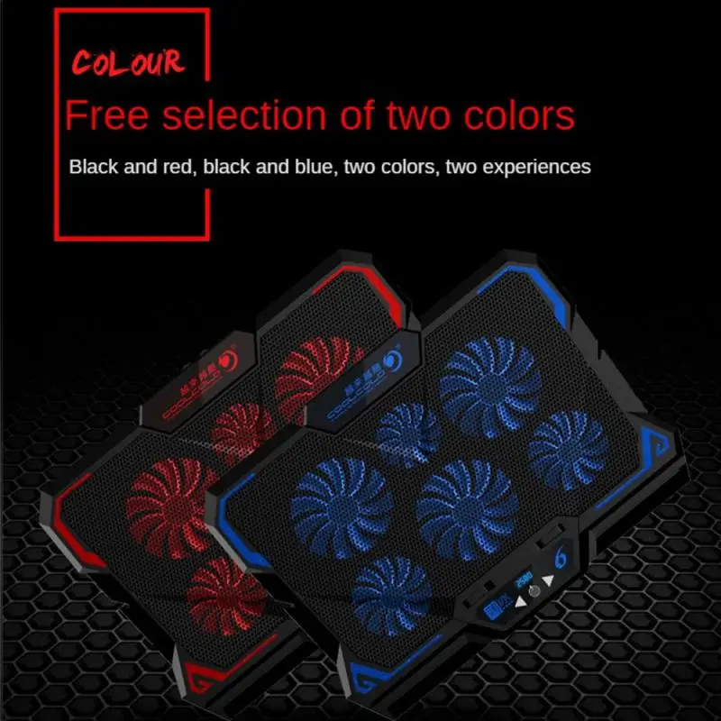 쿨콜드 노트북 쿨러, 6 팬 노트북 쿨링 패드, 2 USB 포트, LED 스크린, 14-17 인치 게임용 노트북 쿨러 스탠드, 2600RPM