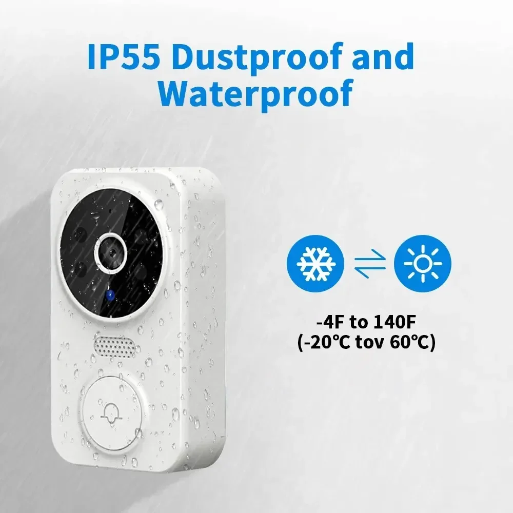WiFi Video Doorbell Home WiFi Wireless Doorbell Rechargeable Battery Powered Color Night Vision Camera Bell Visual