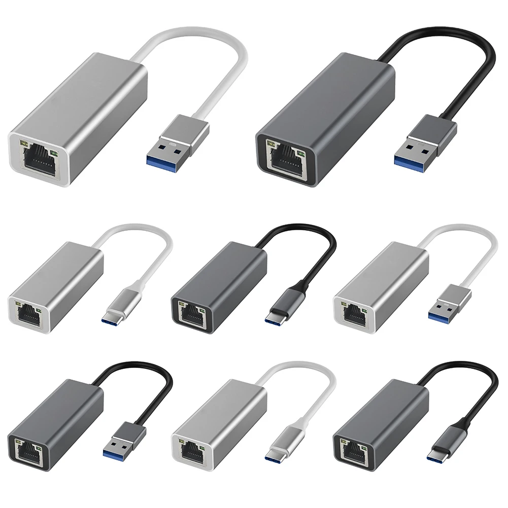 기가비트 이더넷 LAN 네트워크 어댑터, USB 네트워크 카드, 컴퓨터 데스크탑용 데스크탑 네트워크 카드, C타입-RJ45, 10, 100, 1000Mbps