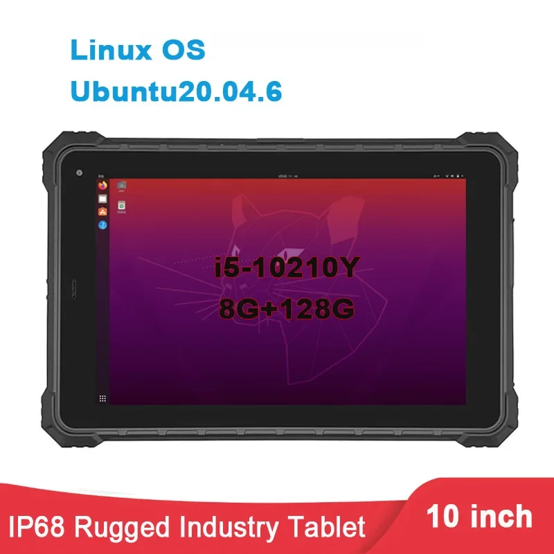 10 Inch Rugged Tablet LINUX OS Ubuntu 20.04.6 i5-10210Y CPU 8G+128G 2D Scanner IP68 Waterproof Industrial Tablet
