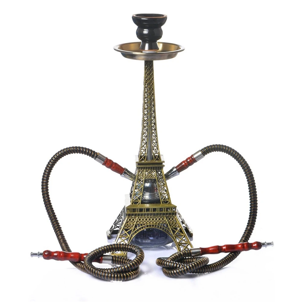 Tower Hookah Shisha Pipe Set Double Hookah Hoses Glass Base Ceramic Bowl Charcoal Tongs Chicha Narguile Sheesha Smoking
