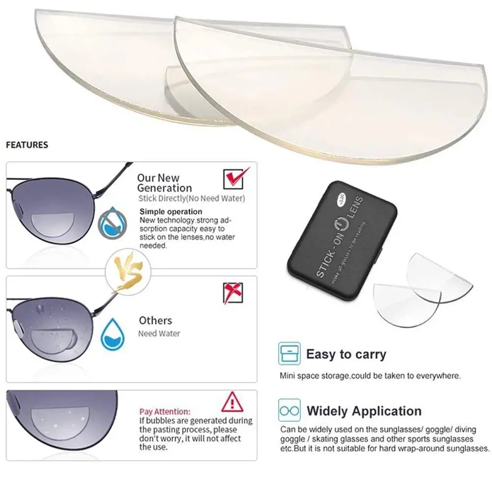 2pcs Liquid Silicone Bifocal Reading Lens Stick-on Presbyopic Lenses Magnification Reusable 1.0 1.5 2.0 2.5 3.0 bifocal reading lenses