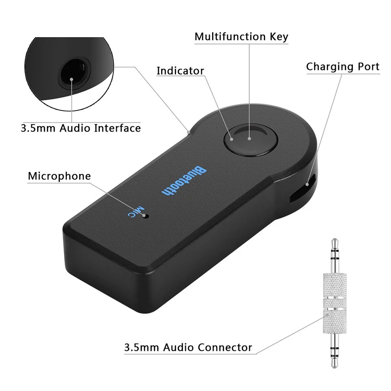 2-in-1 Wireless Bluetooth-compatible 5.0 Receiver Adapter 3.5mm Jack For Car Music Audio Aux A2dp Headphones Reciever Adapter