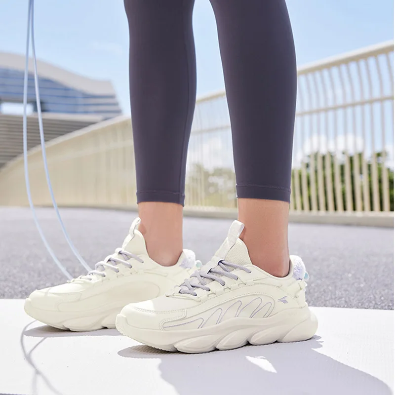 361 Degrees Enchanted Women Running Shoes Leather Anti-Splashing Shock Absorbing Non-Slip Cushioning Female Sneakers 682332211F
