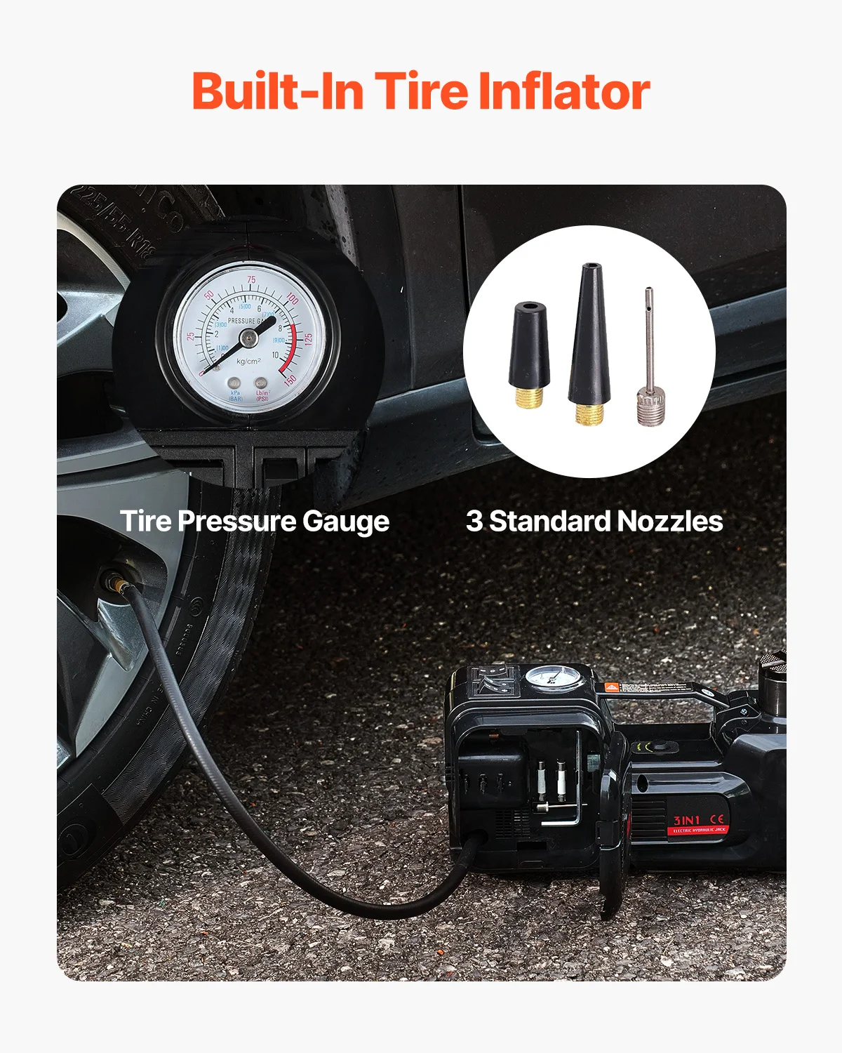 SucceBuy 5T Electric Car Jack Electric Scissor Jack 12V Tire Changer with Electric Impact Wrench & LED Light for Sedan SUV Truck