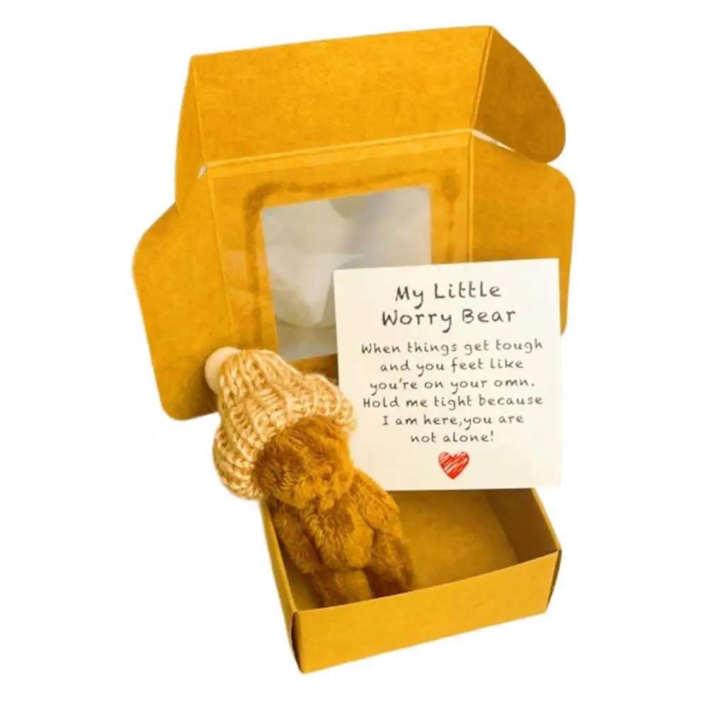 1/4 Stück Mini-Plüschbär in Box, My Little Worry Bears mit Stützkarte, süßes Taschen-Plüsch-Umarmungs-Andenken-Geschenk für Freunde und Liebhaber – Detail 17