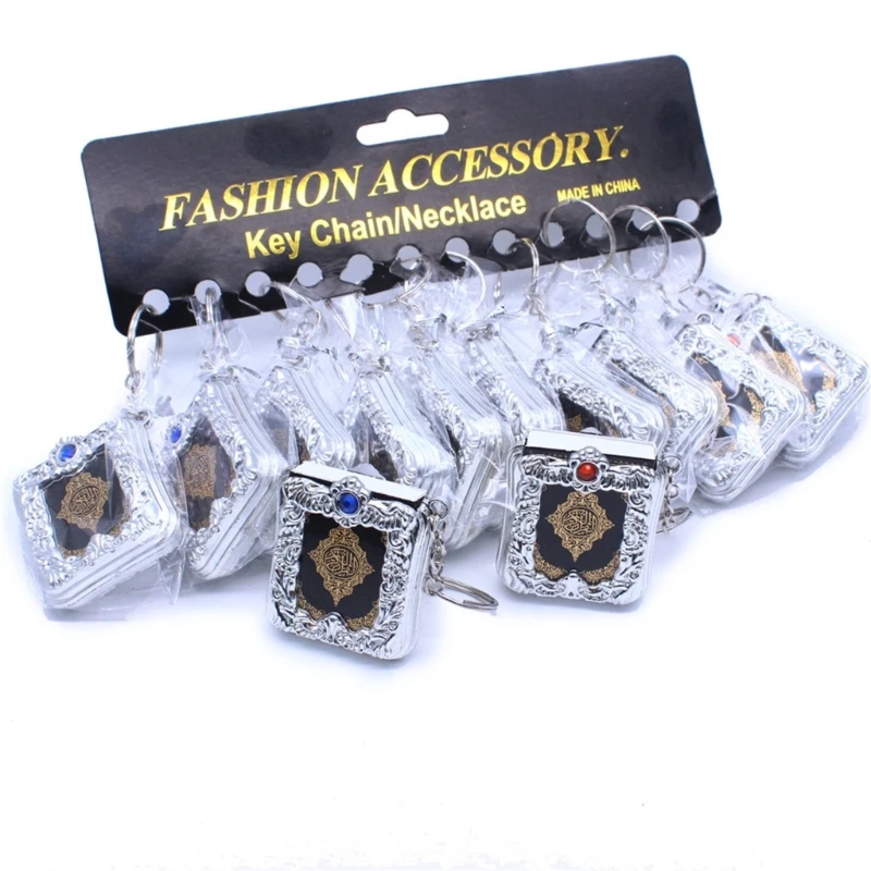 Beautifully Quran Book Ornaments With Random Gemstones Mini Keychains Pendants For Religious Pendants Collectors 37JD