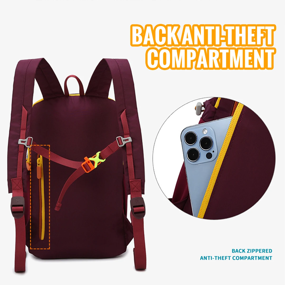 WRELS Sports Backpack Large Capacity Gym Bag Waterproof Anti-Theft Travel Backpack Lightweight Outdoor Camping Cycling Backpack