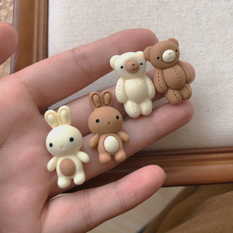 

Cartoon Asymmetric Bear Rabbit Stud Earrings Simple Children Gift Cartoon Cute Animal No Piercing Ear Clips Women Party Jewelry