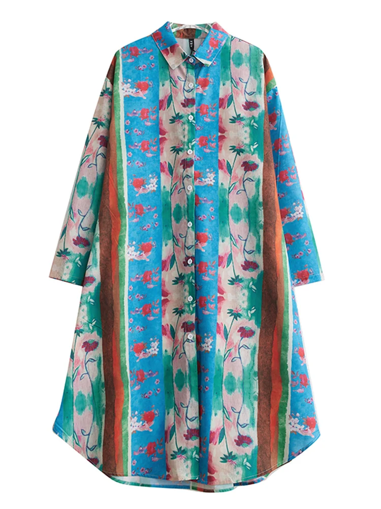 2025 Spring Autumn New Vintage Polka Dot Print Dresses For Women Korean Fashion Long Sleeve Loose Casual Dress Elegant Clothing