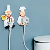 Creative Self Adhesive Resin Cartoon Chef Plug Holder Power Cord Socket Hanger Organizer Wall Hanging HookKitchen Hooks Gadgets 3